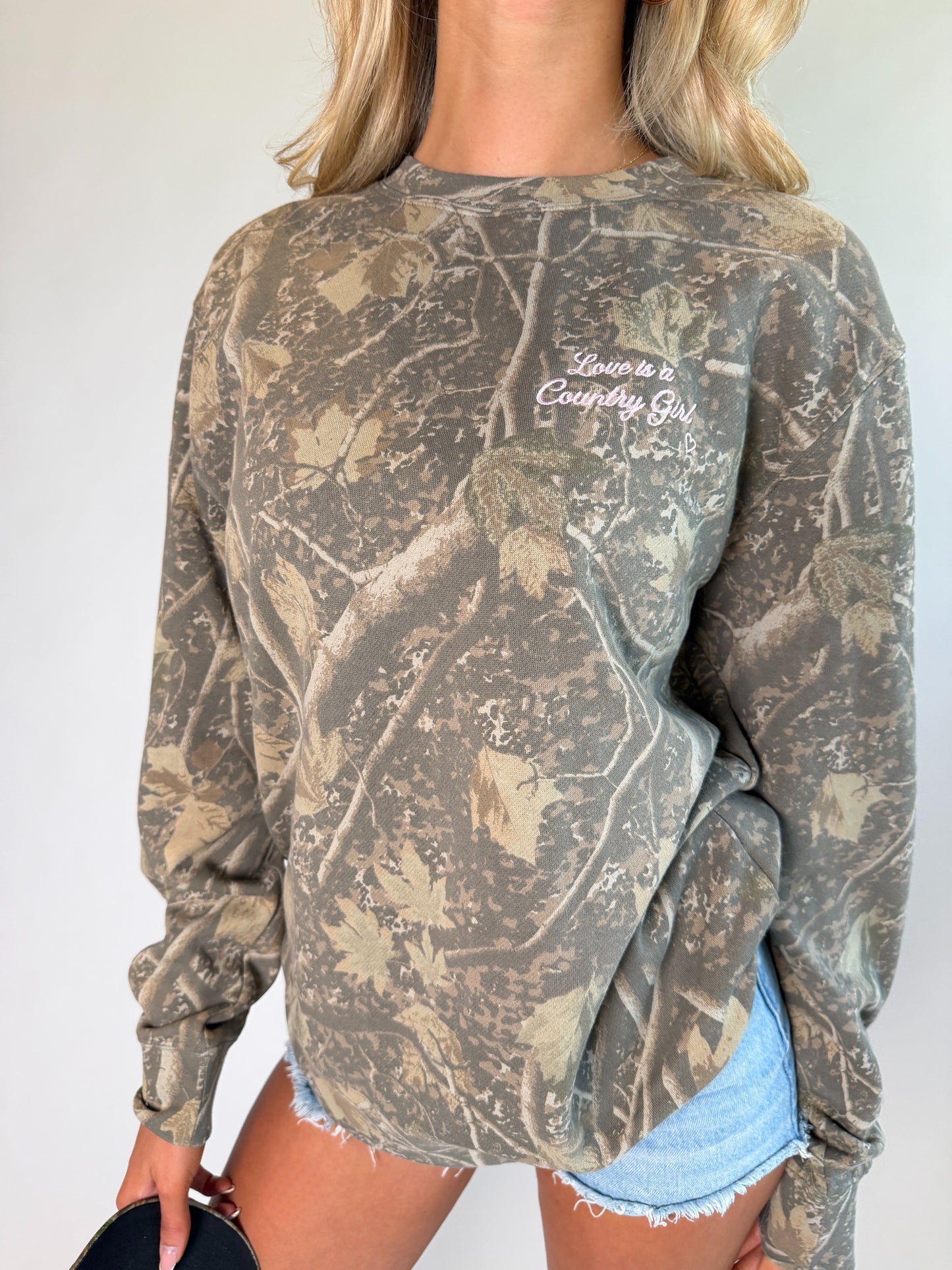 Love Is A Country Girl Embroidered Crewneck